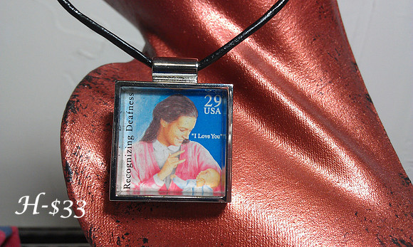 Deaf Awareness Stamp necklace