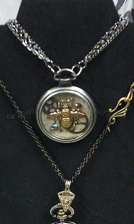 53mm cageless pocketwatch necklace. Bumblebee and gems