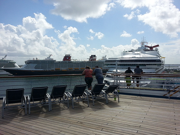 Looking out from the main deck