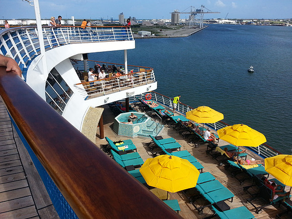 Looking down over the Serenity Deck (Adults only, open 8am-8pm.