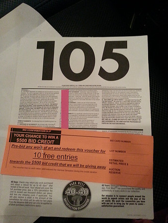 My call number for the On board Art Auction. Was fun to go.