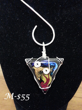Roy G Biv's Triangle; Triomino, nail polish and wire.